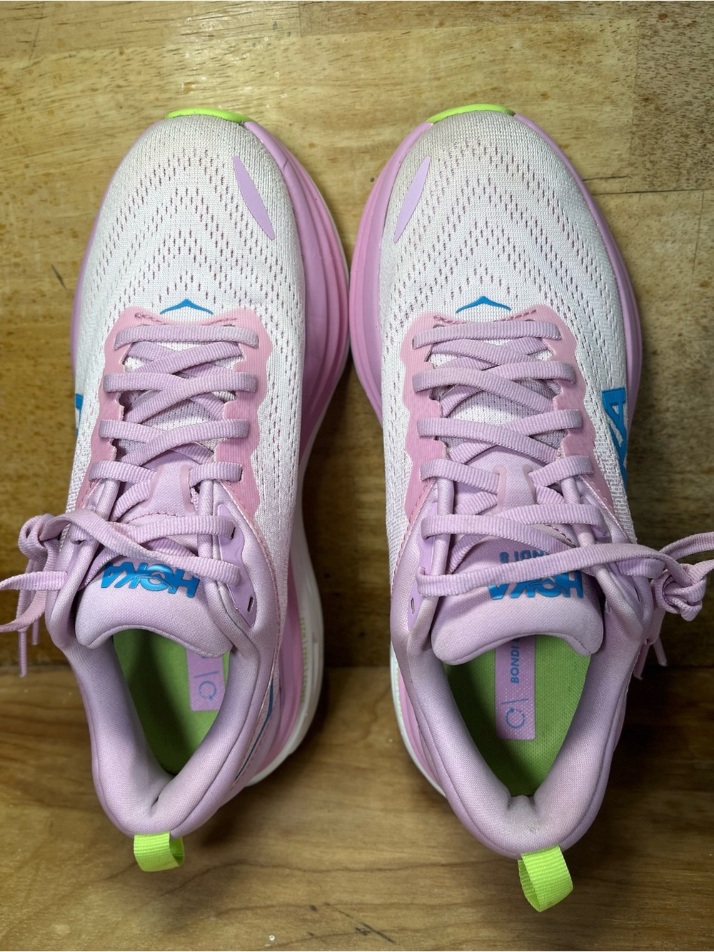 Hoka One One Bondi 8 REFLECTIVE Womens Size 8 Running Shoes Sneakers Pink Blue - Picture 8 of 13